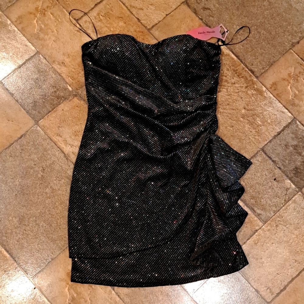 Black glitter mini dress